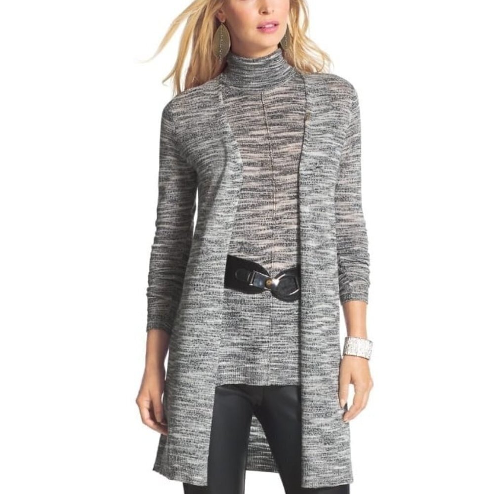 Chico's Space Dye Wool Blend Open Tira Cardigan Sweater NWT